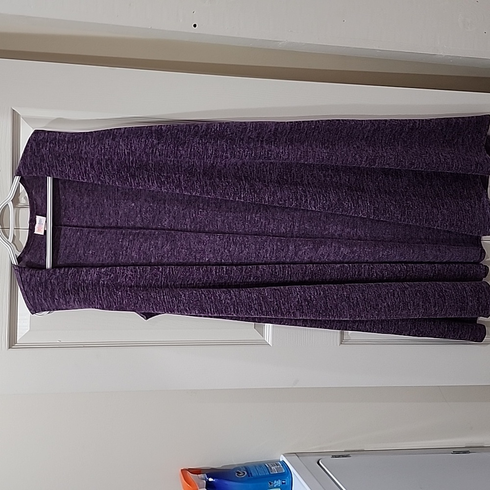 LuLaRoe Sleeveless Open-Front Heathered Purple Duster
